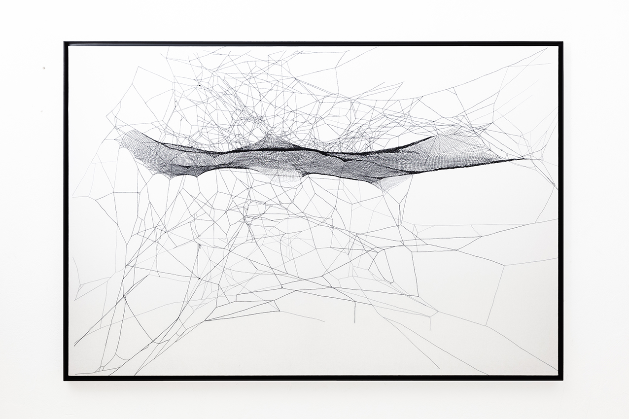 Arachne's handwoven SpiderWeb Map of semi-social 29 Cephei, with one Cyrtophora citricola -five weeks Tomas Saraceno